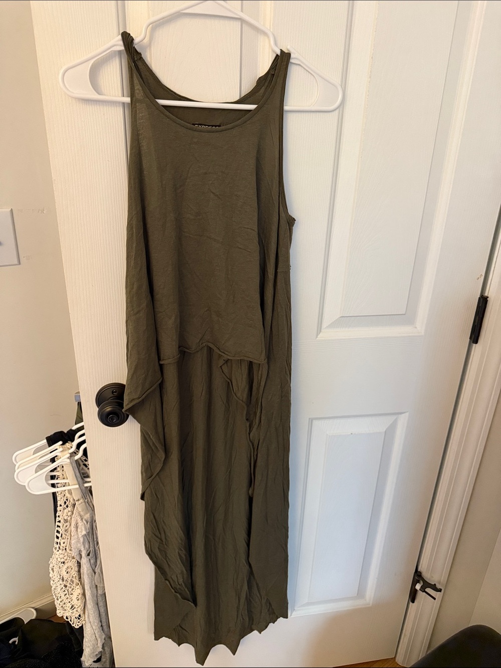 Express Olive Green Layered Maxi Dress